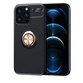 Alan Şanslı iPhone 13 Pro Range Yüzüklü Siyah-Gold Silikon Kılıf