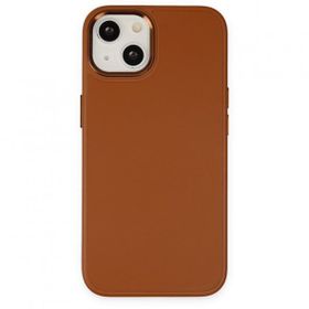 Alan Şanslı iPhone 14 Asya Kahverengi Deri Silikon Kılıf