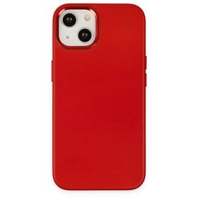 Alan Şanslı iPhone 14 Asya Kırmızı Deri Silikon Kılıf