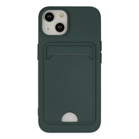 Alan Şanslı iPhone 14 Kelvin Kartvizitli Koyu Yeşil Silikon Kılıf