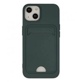 Alan Şanslı iPhone 14 Kelvin Kartvizitli Koyu Yeşil Silikon Kılıf