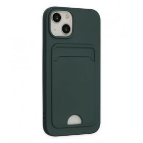 Alan Şanslı iPhone 14 Plus Kelvin Kartvizitli Koyu Yeşil Silikon Kılıf