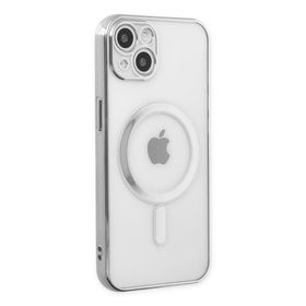 Alan Şanslı iPhone 14 Plus Magneticsafe Lazer Gümüş Silikon Kılıf