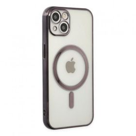 Alan Şanslı iPhone 14 Plus Magneticsafe Lazer Siyah Silikon Kılıf