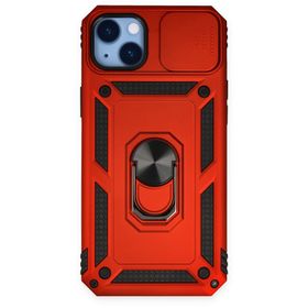 Alan Şanslı iPhone 14 Plus Pars Lens Yüzüklü Kırmızı Silikon Kılıf