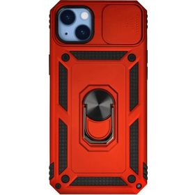 Alan Şanslı iPhone 14 Plus Pars Lens Yüzüklü Kırmızı Silikon Kılıf