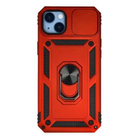 Alan Şanslı iPhone 14 Plus Pars Lens Yüzüklü Kırmızı Silikon Kılıf