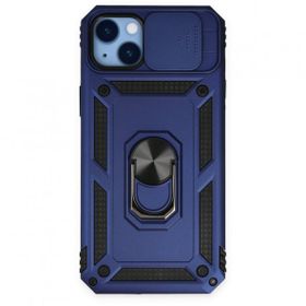 Alan Şanslı iPhone 14 Plus Pars Lens Yüzüklü Lacivert Silikon Kılıf