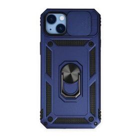 Alan Şanslı iPhone 14 Plus Pars Lens Yüzüklü Lacivert Silikon Kılıf