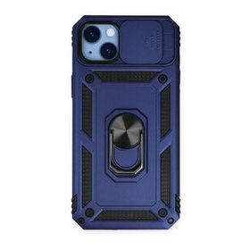 Alan Şanslı iPhone 14 Plus Pars Lens Yüzüklü Lacivert Silikon Kılıf
