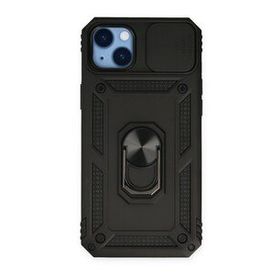 Alan Şanslı iPhone 14 Plus Pars Lens Yüzüklü Siyah Silikon Kılıf