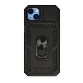 Alan Şanslı iPhone 14 Plus Pars Lens Yüzüklü Siyah Silikon Kılıf