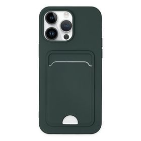 Alan Şanslı iPhone 14 Pro Kelvin Kartvizitli Koyu Yeşil Silikon Kılıf