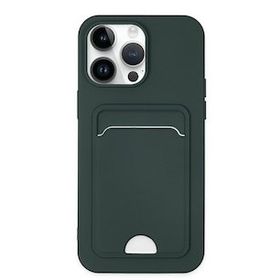 Alan Şanslı iPhone 14 Pro Kelvin Kartvizitli Koyu Yeşil Silikon Kılıf