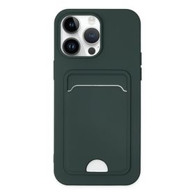 Alan Şanslı iPhone 14 Pro Kelvin Kartvizitli Koyu Yeşil Silikon Kılıf