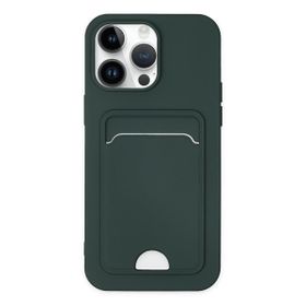 Alan Şanslı iPhone 14 Pro Kelvin Kartvizitli Koyu Yeşil Silikon Kılıf