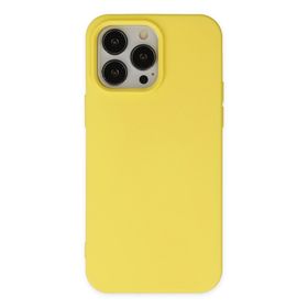 Alan Şanslı iPhone 14 Pro Max Nano İçi Kadife Sarı Silikon Kılıf