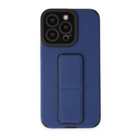 Alan Şanslı iPhone 14 Pro Mega Standlı Silikon Mavi Kılıf
