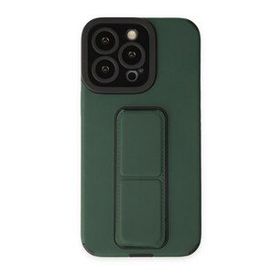 Alan Şanslı iPhone 14 Pro Mega Standlı Silikon Yeşil Kılıf