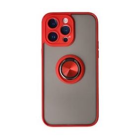 Alan Şanslı iPhone 14 Pro Montreal Yüzüklü Silikon Kapak Kırmızı Kılıf