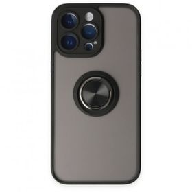 Alan Şanslı iPhone 14 Pro Montreal Yüzüklü Silikon Kapak Siyah Kılıf