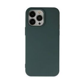 Alan Şanslı iPhone 14 Pro Nano İçi Kadife Silikon Koyu Yeşil Kılıf