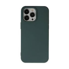 Alan Şanslı iPhone 14 Pro Nano İçi Kadife Silikon Koyu Yeşil Kılıf
