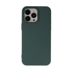 Alan Şanslı iPhone 14 Pro Nano İçi Kadife Silikon Koyu Yeşil Kılıf
