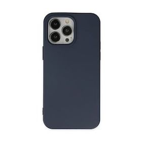 Alan Şanslı iPhone 14 Pro Nano İçi Kadife Silikon Lacivert Kılıf