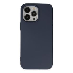 Alan Şanslı iPhone 14 Pro Nano İçi Kadife Silikon Lacivert Kılıf
