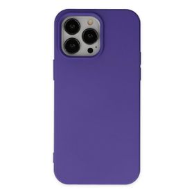 Alan Şanslı iPhone 14 Pro Nano İçi Kadife Silikon Mor Kılıf