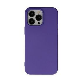 Alan Şanslı iPhone 14 Pro Nano İçi Kadife Silikon Mor Kılıf