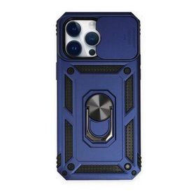 Alan Şanslı iPhone 14 Pro Pars Lens Yüzüklü Silikon Lacivert Kılıf