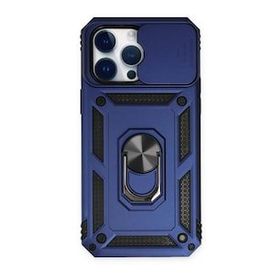 Alan Şanslı iPhone 14 Pro Pars Lens Yüzüklü Silikon Lacivert Kılıf