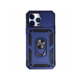 Alan Şanslı iPhone 14 Pro Pars Lens Yüzüklü Silikon Lacivert Kılıf