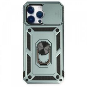 Alan Şanslı iPhone 14 Pro Pars Lens Yüzüklü Silikon Yeşil Kılıf