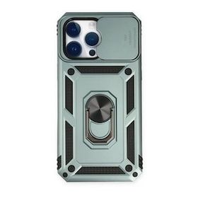 Alan Şanslı iPhone 14 Pro Pars Lens Yüzüklü Silikon Yeşil Kılıf