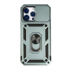 Alan Şanslı iPhone 14 Pro Pars Lens Yüzüklü Silikon Yeşil Kılıf