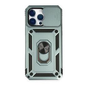 Alan Şanslı iPhone 14 Pro Pars Lens Yüzüklü Silikon Yeşil Kılıf