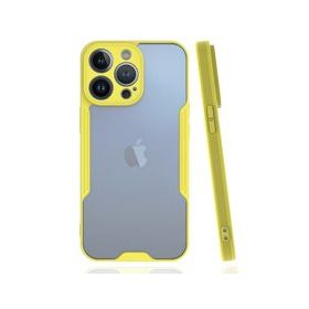 Alan Şanslı iPhone 14 Pro Platin Silikon Sarı Kılıf