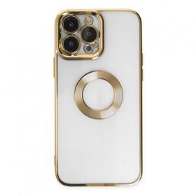 Alan Şanslı iPhone 14 Pro Slot Silikon Gold Kılıf