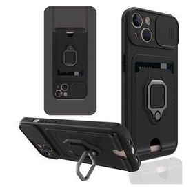 Alan Şanslı iPhone 14 Zuma Kartvizitli Yüzüklü Siyah Silikon Kılıf