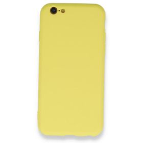 Alan Şanslı iPhone 6 Nano İçi Kadife Sarı Silikon Kılıf