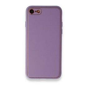 Alan Şanslı iPhone 7 Coco Lila Deri Silikon Kapak Kılıf