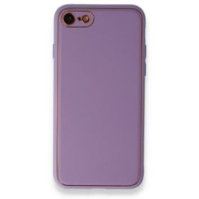 Alan Şanslı iPhone 7 Coco Lila Deri Silikon Kapak Kılıf