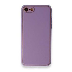 Alan Şanslı iPhone 7 Coco Lila Deri Silikon Kapak Kılıf