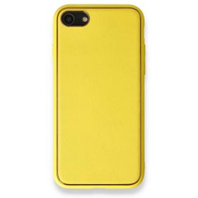 Alan Şanslı iPhone 7 Coco Sarı Deri Silikon Kapak Kılıf
