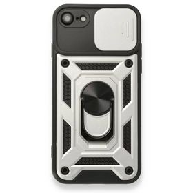 Alan Şanslı iPhone 7 Pars Lens Yüzüklü Gümüş Silikon Kılıf