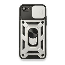 Alan Şanslı iPhone 7 Pars Lens Yüzüklü Gümüş Silikon Kılıf