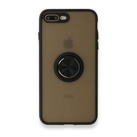 Alan Şanslı iPhone 7 Plus Montreal Yüzüklü Silikon Kapak Siyah Cep Telefonu Kılıfı